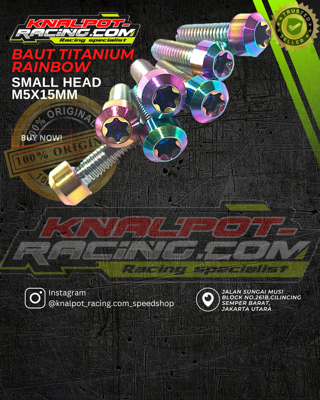 BAUT TITANIUM RAINBOW SMALL HEAD M5X15MM 